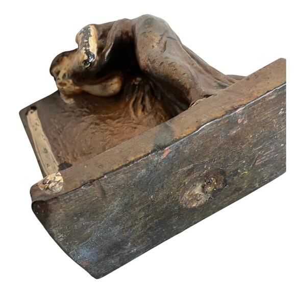 Vtg 5” Bronze Clad Bookend Art Nouveau Woman Fountain Statue Goddess Figurine - Picture 6 of 7